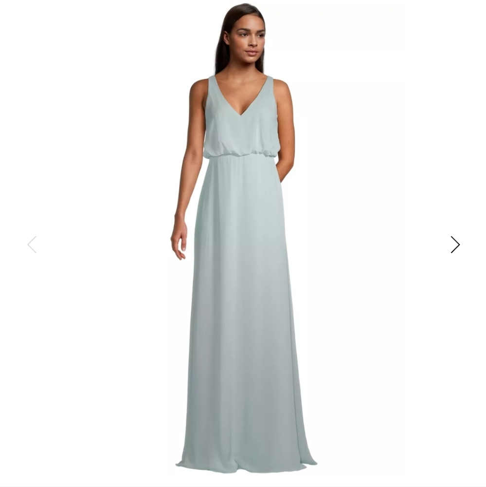 Bill Levkoff Pale Blue Chiffon Blouson A-line Maxi Dress NWT Size 8